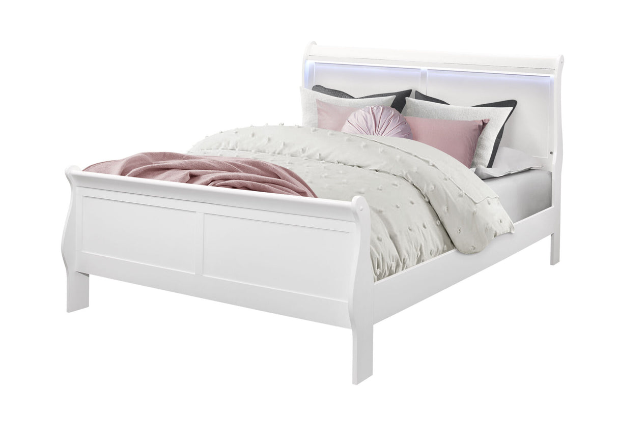 Charlie White Queen Bed Group with LED