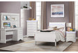Charlie White Twin Bed, Dresser, Mirror and Nightstand