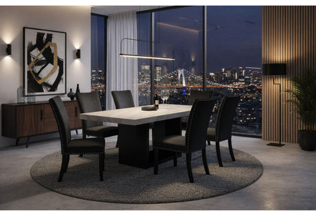 D02 Dining Table + 6 D03 Black Dining Chairs