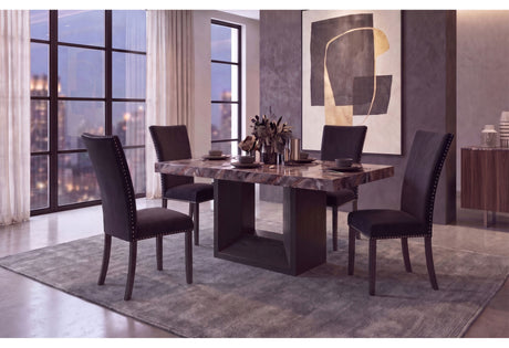 D02 Lava/Black Dining Table and 8 D03 Black Dining Chairs
