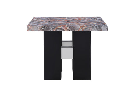 D04 Lava/Black Bar Table with 6 D04 Black Bar Stools