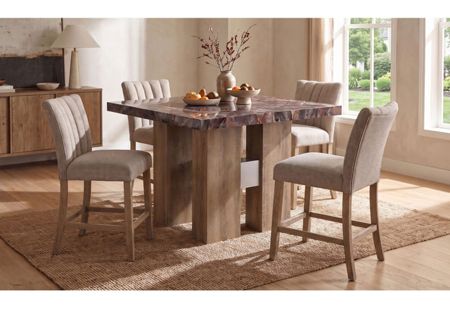 D04 Lava/Natural Bar Table with 4 D8685 Beige Bar Stools