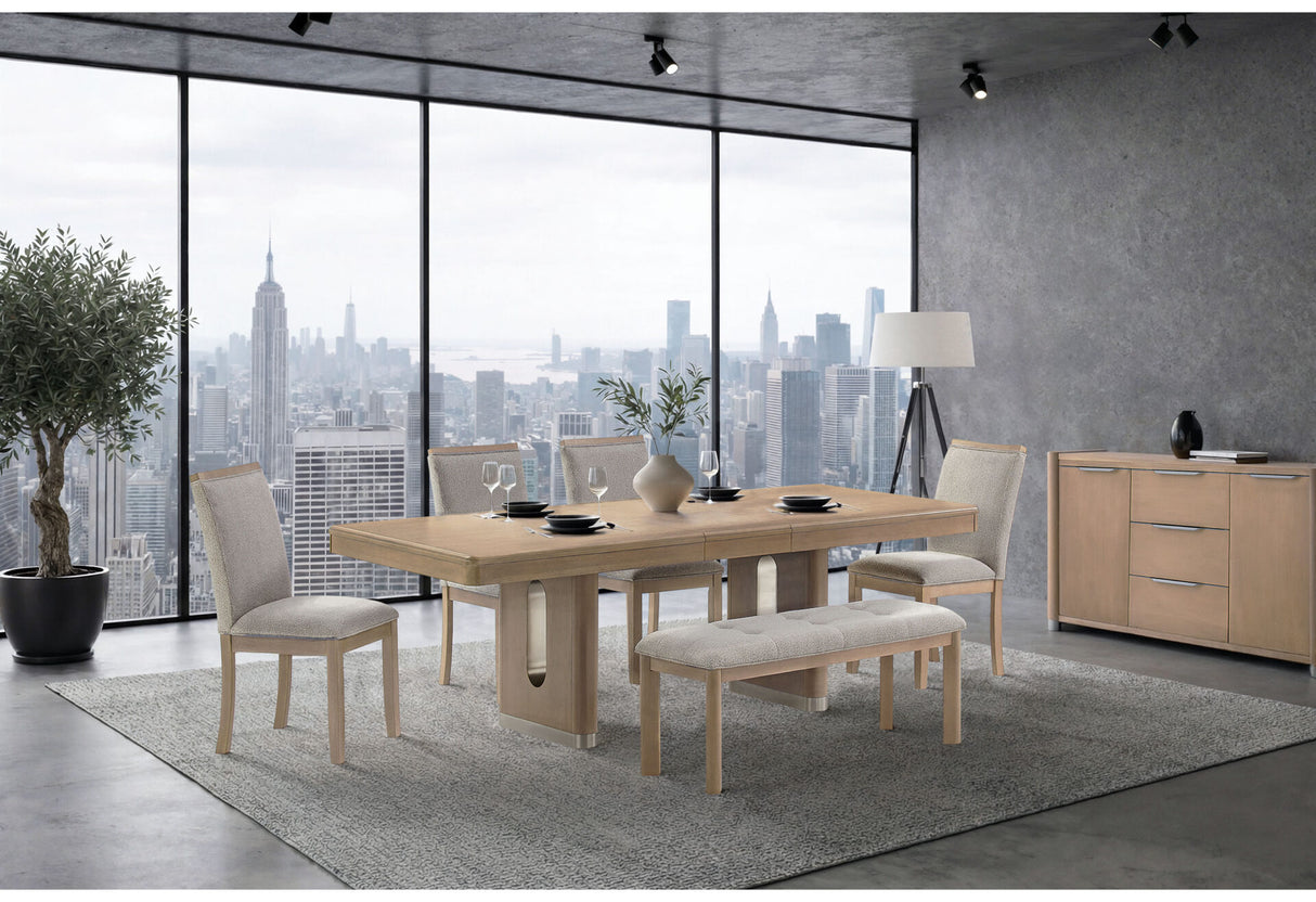 D1248 Dining Table, 4 Dining Chairs and Bench