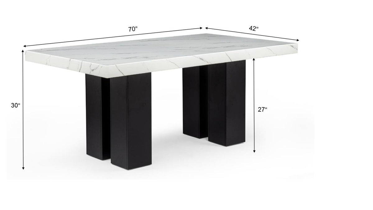 Blaze Black Dining Set - White Marble Paper / Black