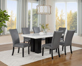 Blaze Grey Dining Set - Grey Faux Leather / Black - D255