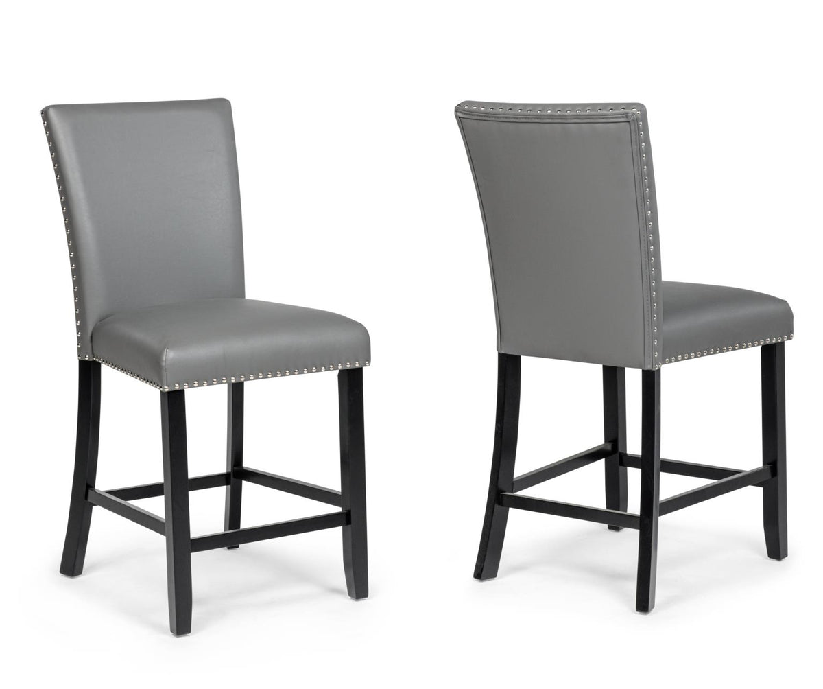 Blaze Grey Dining Set - Grey Faux Leather / Black - D256