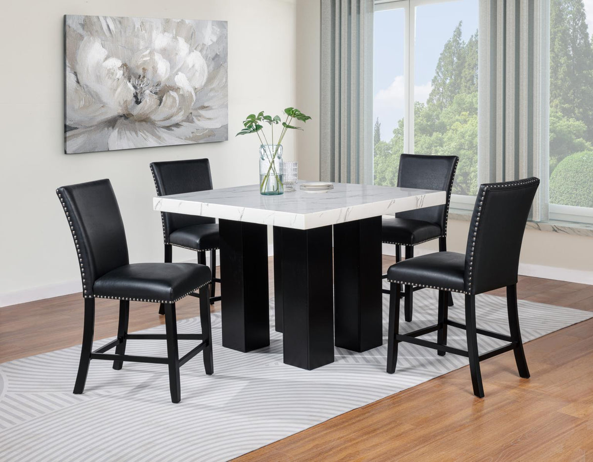 Blaze Black Dining Set - Black Faux Leather / Black