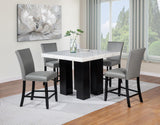 Blaze Grey Dining Set - Grey Faux Leather / Black - D256