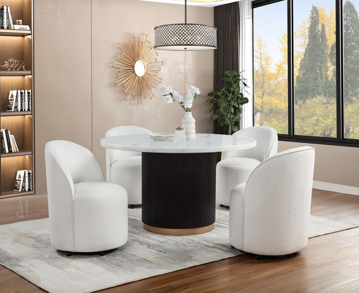 Starle Dining Set - White / Black