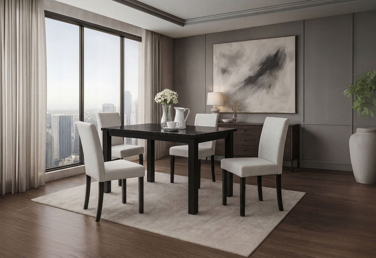 D8032 Black Dining Table & D9026 Dining Chair Silver