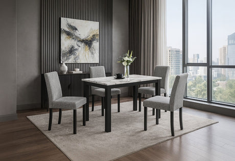D8032DT White/Black Dining Table & D9026DC Grey Dining Chair