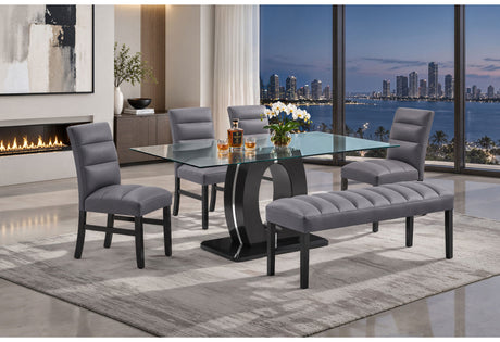 D895 Dining Table with 4 D895 Dining Chairs and 1 D895 Bench