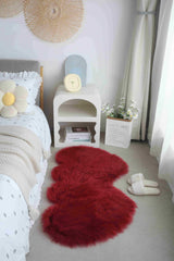 Faux Fur Rug Double Heart Red