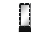 Ella Black Narrow Tall Mirror with Drawer and Speaker