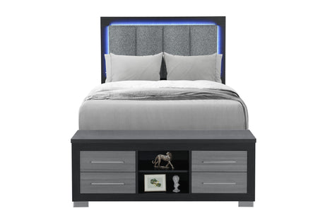 Emma Black/Grey Full Bed with LED and USB