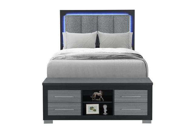 Emma Black/Grey Full Bed with LED and USB