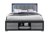 Emma Black/Grey King Bed with LED and USB