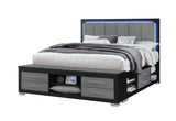 Emma Black/Grey King Bed with LED and USB