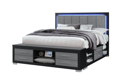 Emma Black/Grey King Bed with LED and USB
