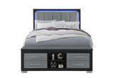 Emma Black/Grey Queen Bed with LED and USB