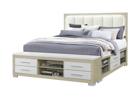 Emma Natural/White King Bed with LED and USB