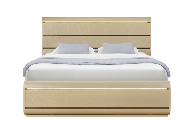 Genesis Gold Queen Bed with LED