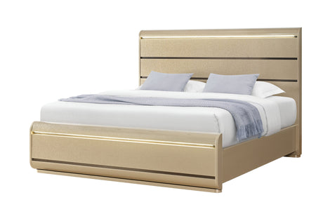 Genesis Gold Queen Bed with LED