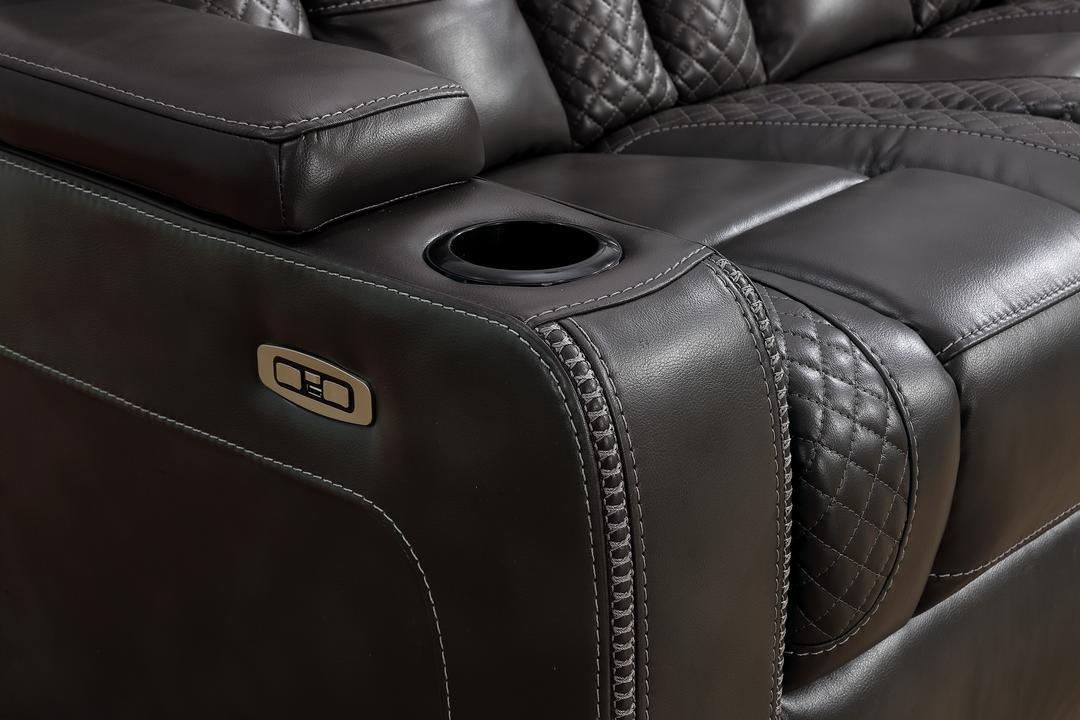 Knox (Gray) (Power) Living Room Set - Gray