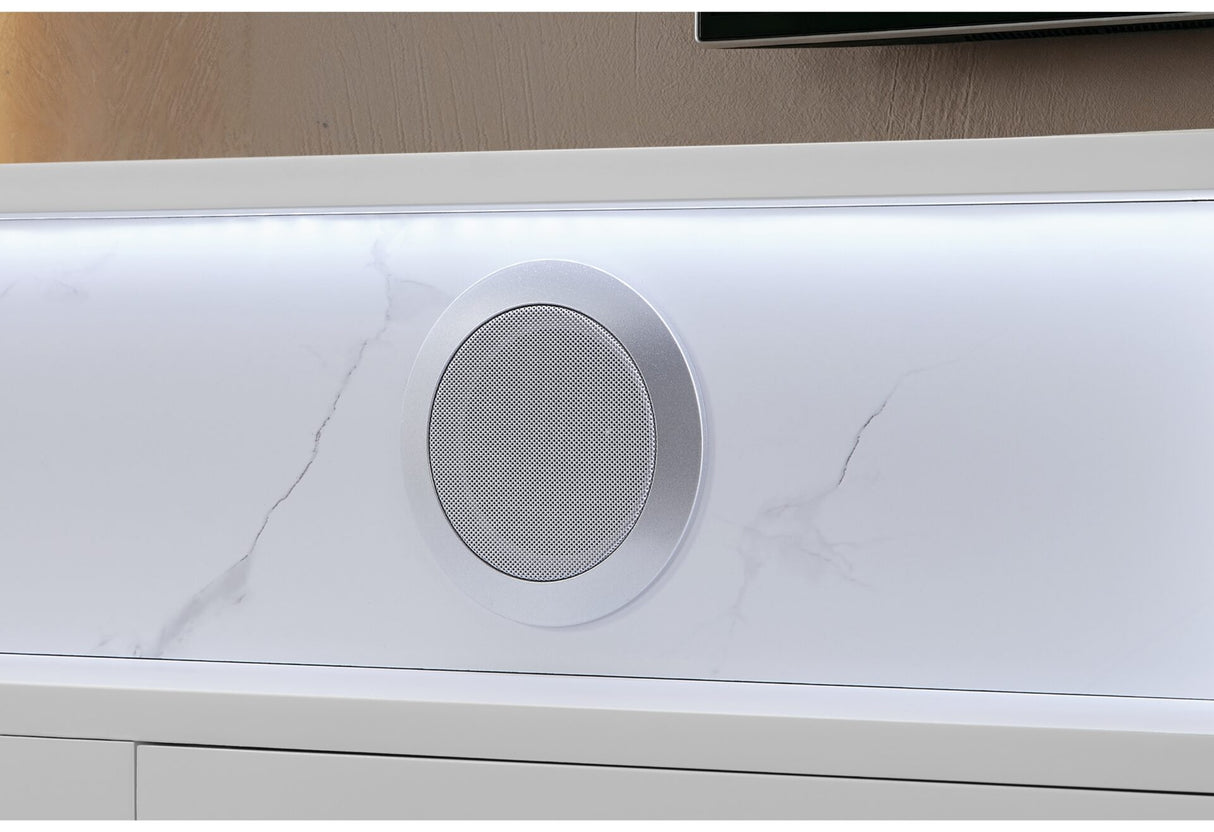 Kira White 87" Entertainment Unit with Bluetooth Speaker and LED
