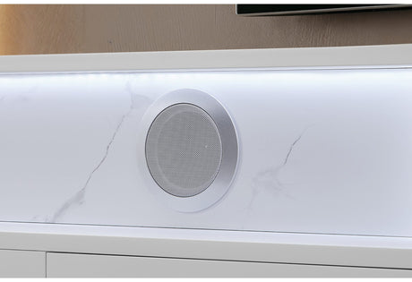 Kira White 87" Entertainment Unit with Bluetooth Speaker and LED