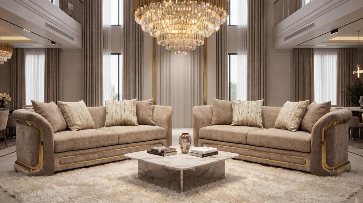 Monaco Living Room Set - Brown