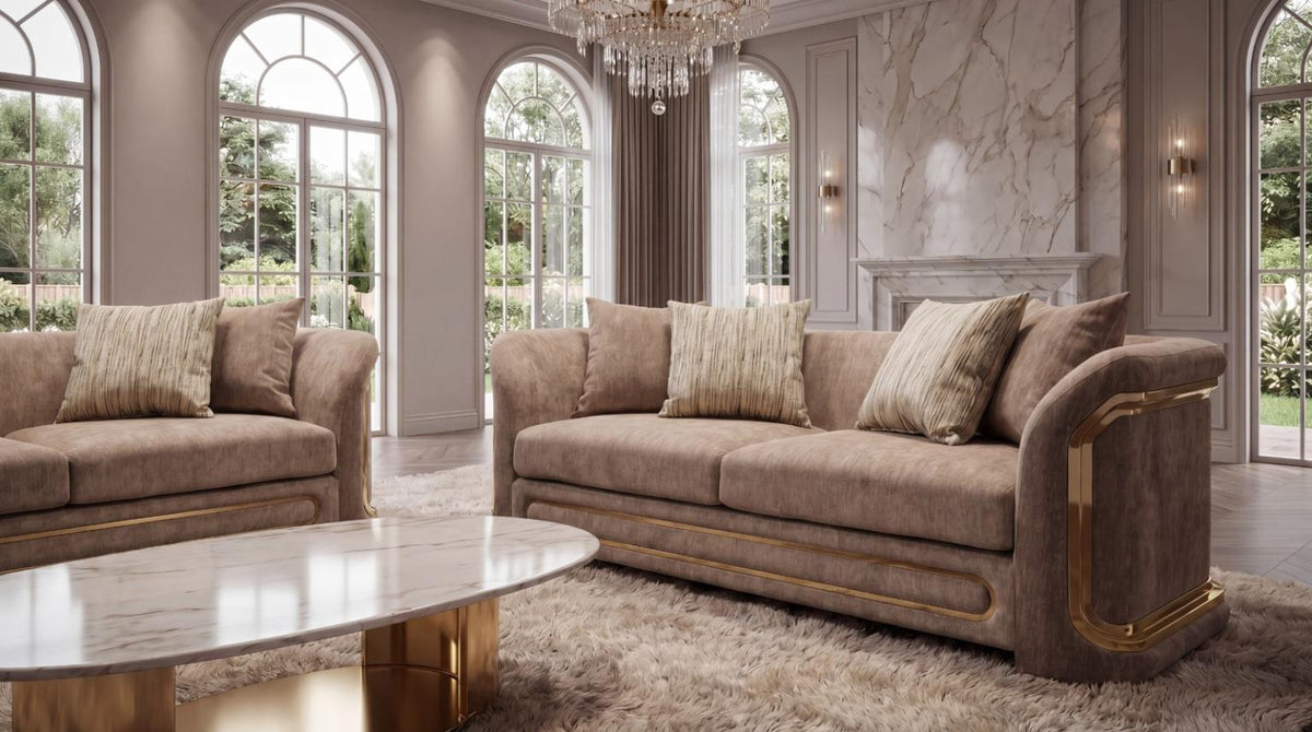 Monaco Living Room Set - Brown