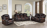 Harlow brown manual reclining sofa, loveseat and recliner chair