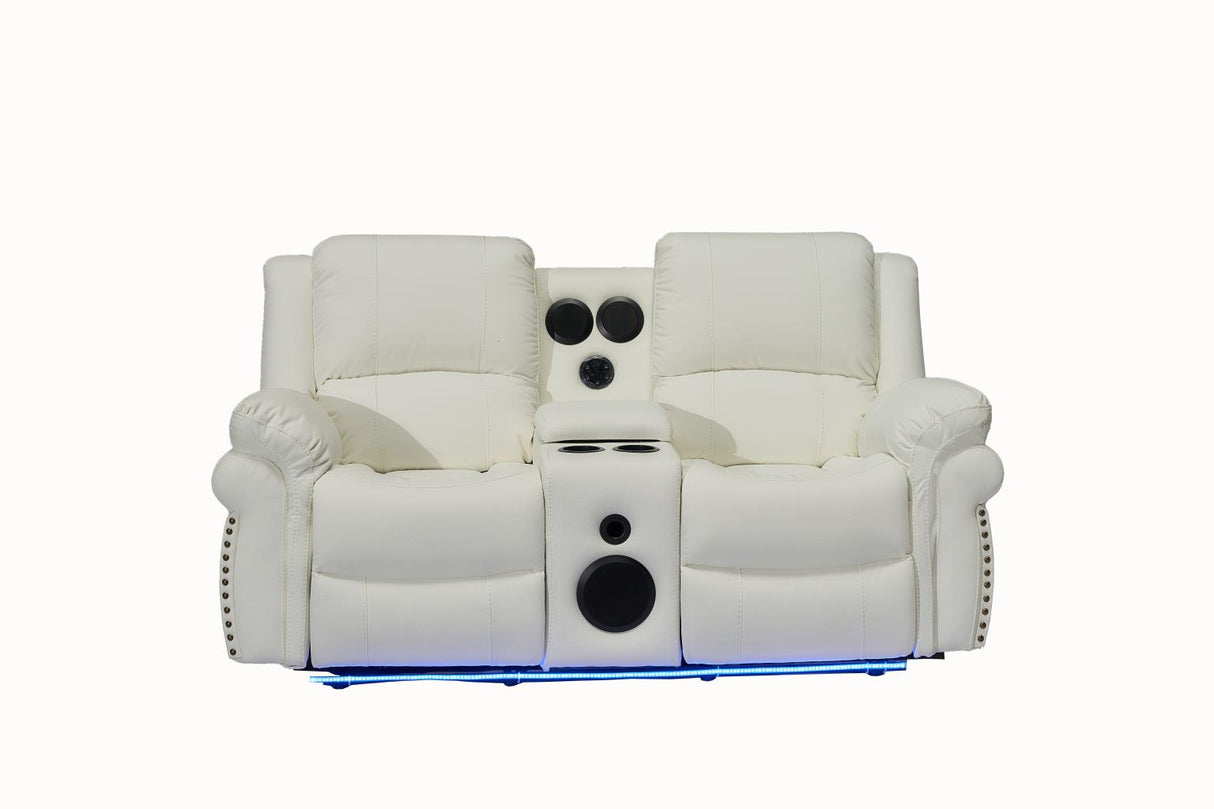 Cesar White Reclining Loveseat