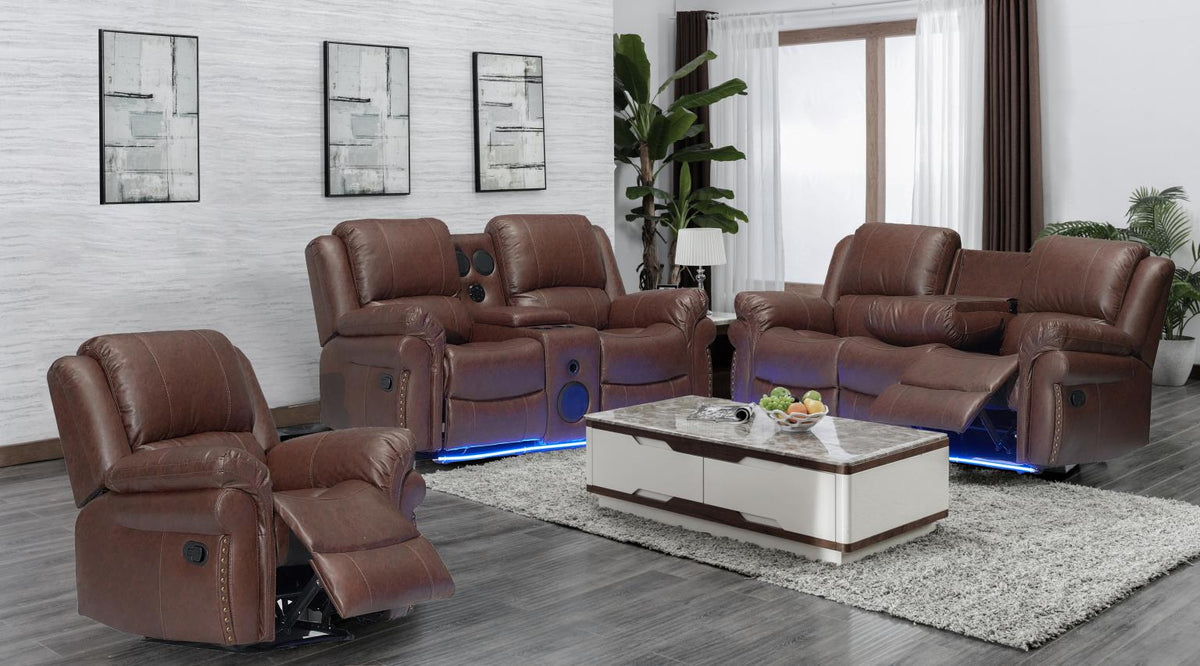 Cesar Manual Living Room Set - Brown