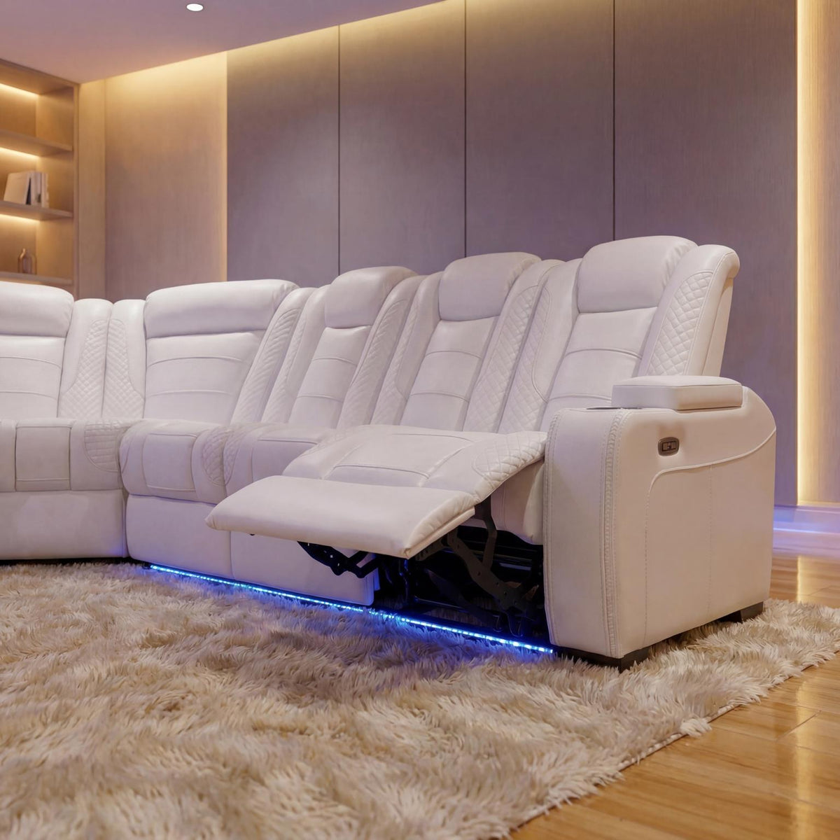 Zachary (Power) Lhf Loveseat with Console / Speaker / Led Light / Power Headrest - White