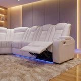 Zachary (Power) Lhf Loveseat with Console / Speaker / Led Light / Power Headrest - White