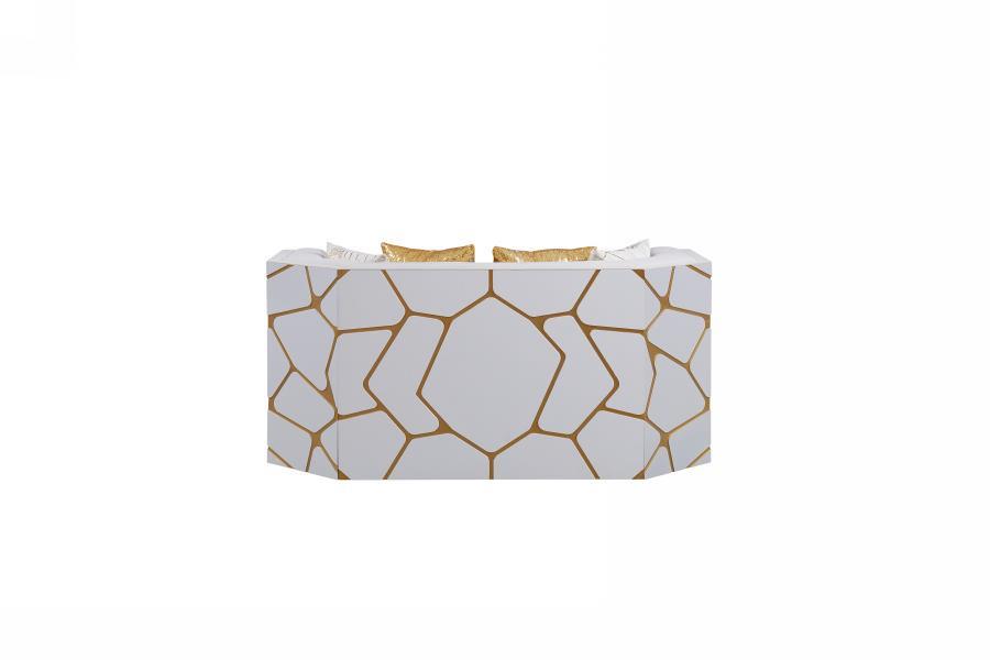 Noah White Living Room Set - White, Gold