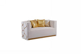 Noah White Living Room Set - White, Gold