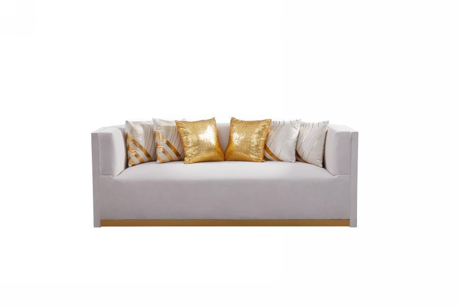 Noah White Living Room Set - White, Gold