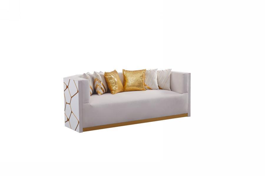 Noah White Living Room Set - White, Gold