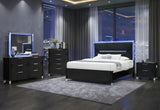 Lando Black Nightstand with Speaker and Wireless Charging Platform