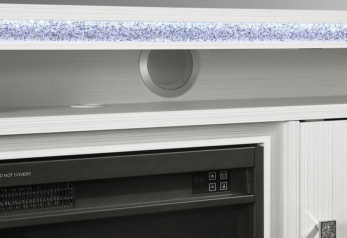 Aileen White 66 Entertainment Unit With Led Speakers Crystal Inserts And Pop Up Center Doors