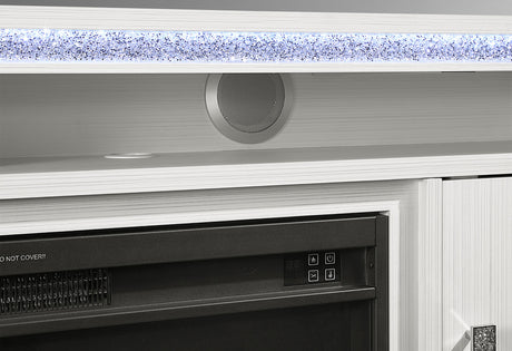 Aileen White 66 Entertainment Unit With Led Speakers Crystal Inserts And Pop Up Center Doors