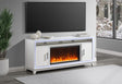 Aveena White 76 Entertainment Unit With Tv Led Speakers Crystal Inserts And Pop Up Center Doors