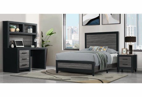 Lisbon Grey and Black Queen Bed