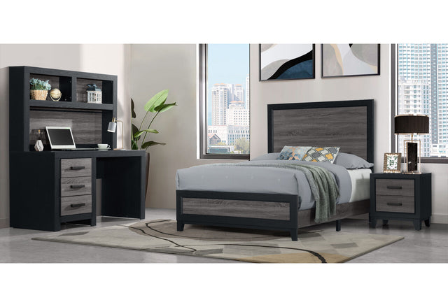 Lisbon Grey/Black Twin Bed, Dresser, Mirror and Nightstand