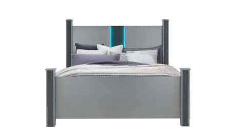 Logan Silver Queen Bed Group with LED and Speakers