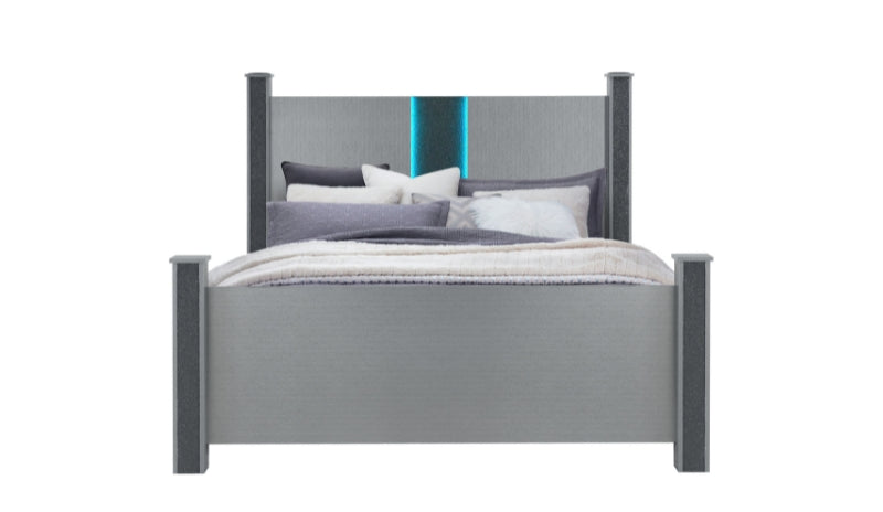 Logan Silver King Bed Group with LED and Speakers