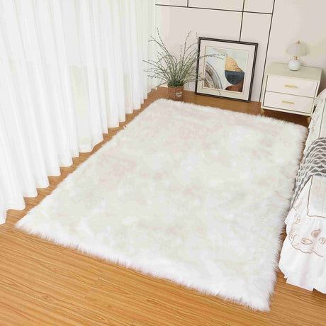 Lush Shaggy Rug White